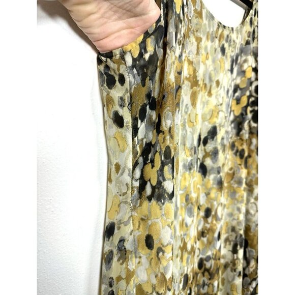 Melonie T Women’s 10 Boho Dress Sheer Sleeveless Midi Yellow Black Dot Artistic - Picture 4 of 12